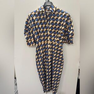 Stylish Blue and Gold Patterned Dress